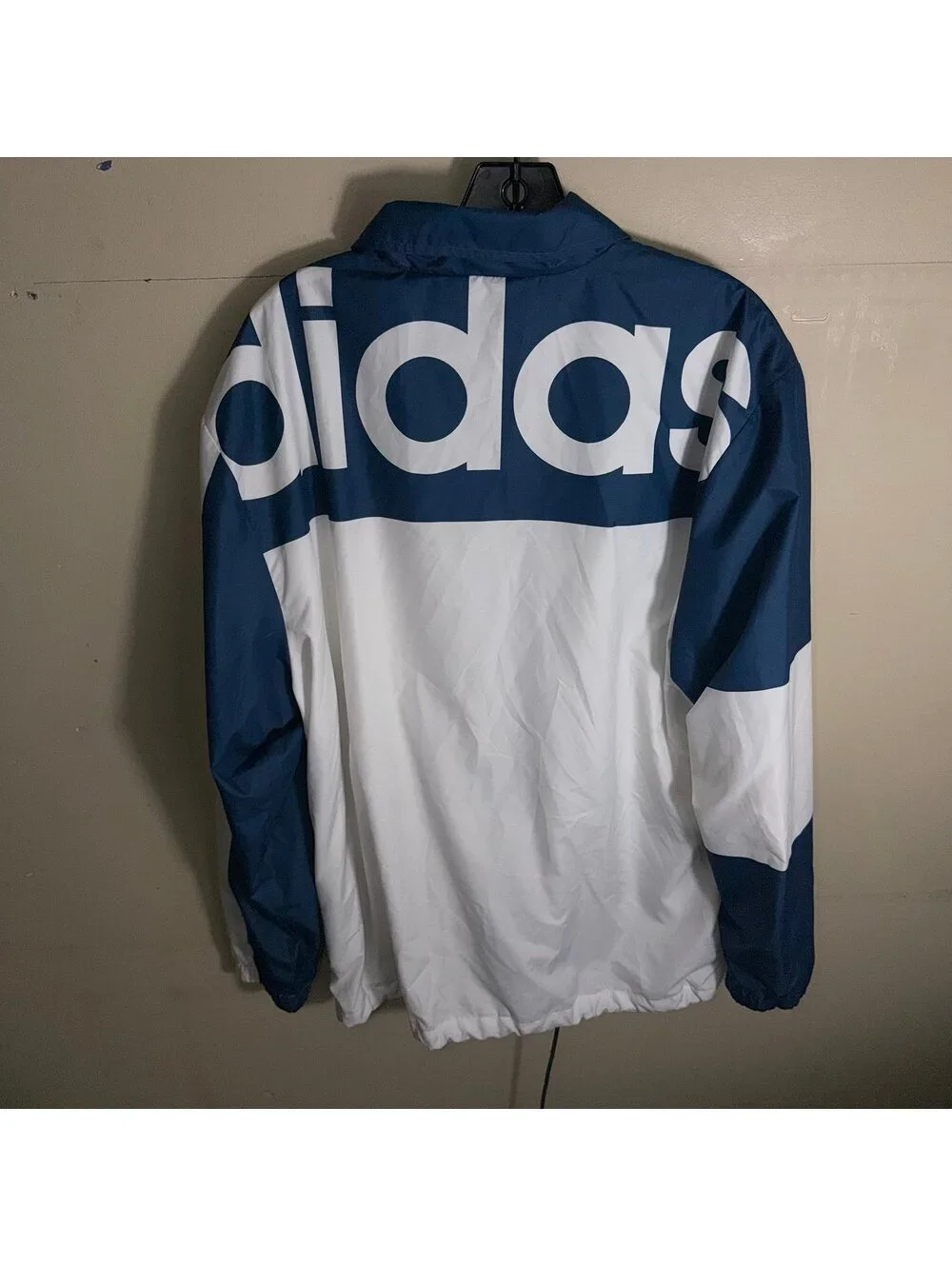 Adidas Originals Blue Spellout Windbreaker Mens LG Vtg y2k 90s Rare